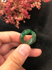 Dark Green Jade Hololith Ring (RI360)