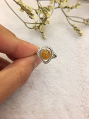 Icy Reddish Yellow Cabochon Jade Ring - Heart (RI015)