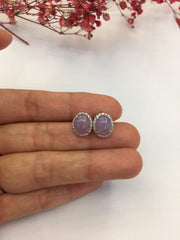 Lavender Jade Earrings - Cabochon (EA278)