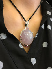 Pink Jade Cabochon Pendant (PE240)