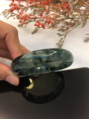 Bluish Flower Jade Bangle - Round (BA133)