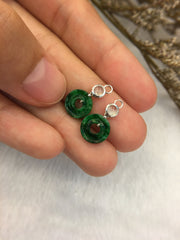 Green Jade Earrings - Coins (EA321)