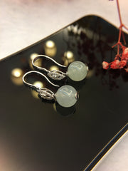 Icy Green Jade Earrings - Beads (EA318)