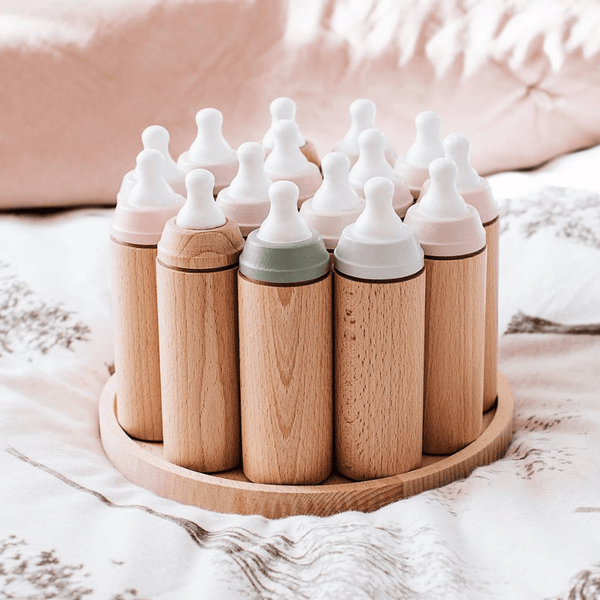 wooden baby bottle toy