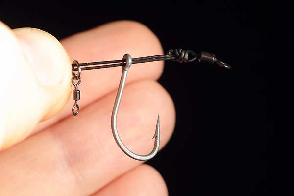 Followed by your bait mounting, in this case one of our micro hook ring swivel.