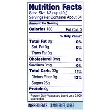 Dried Cranberry Nutrition Facts and Ingredients