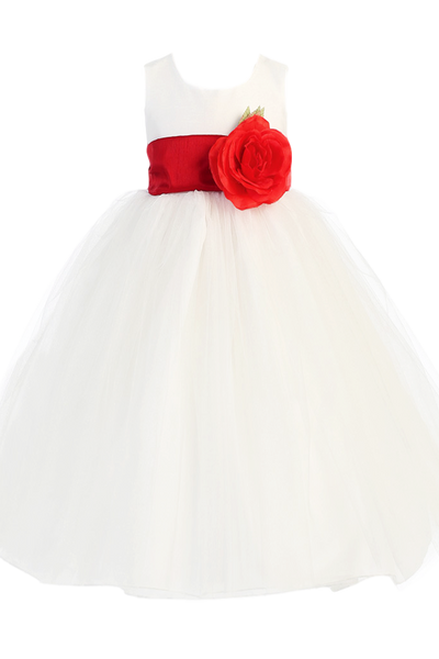 flower girl dresses with red sash