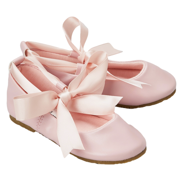 pink ballet flats with ribbon