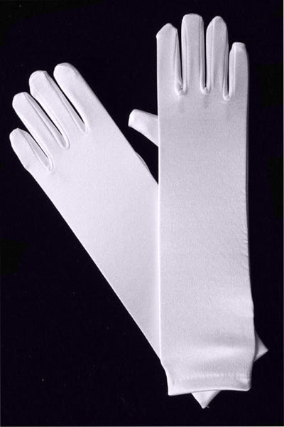 white satin elbow length gloves