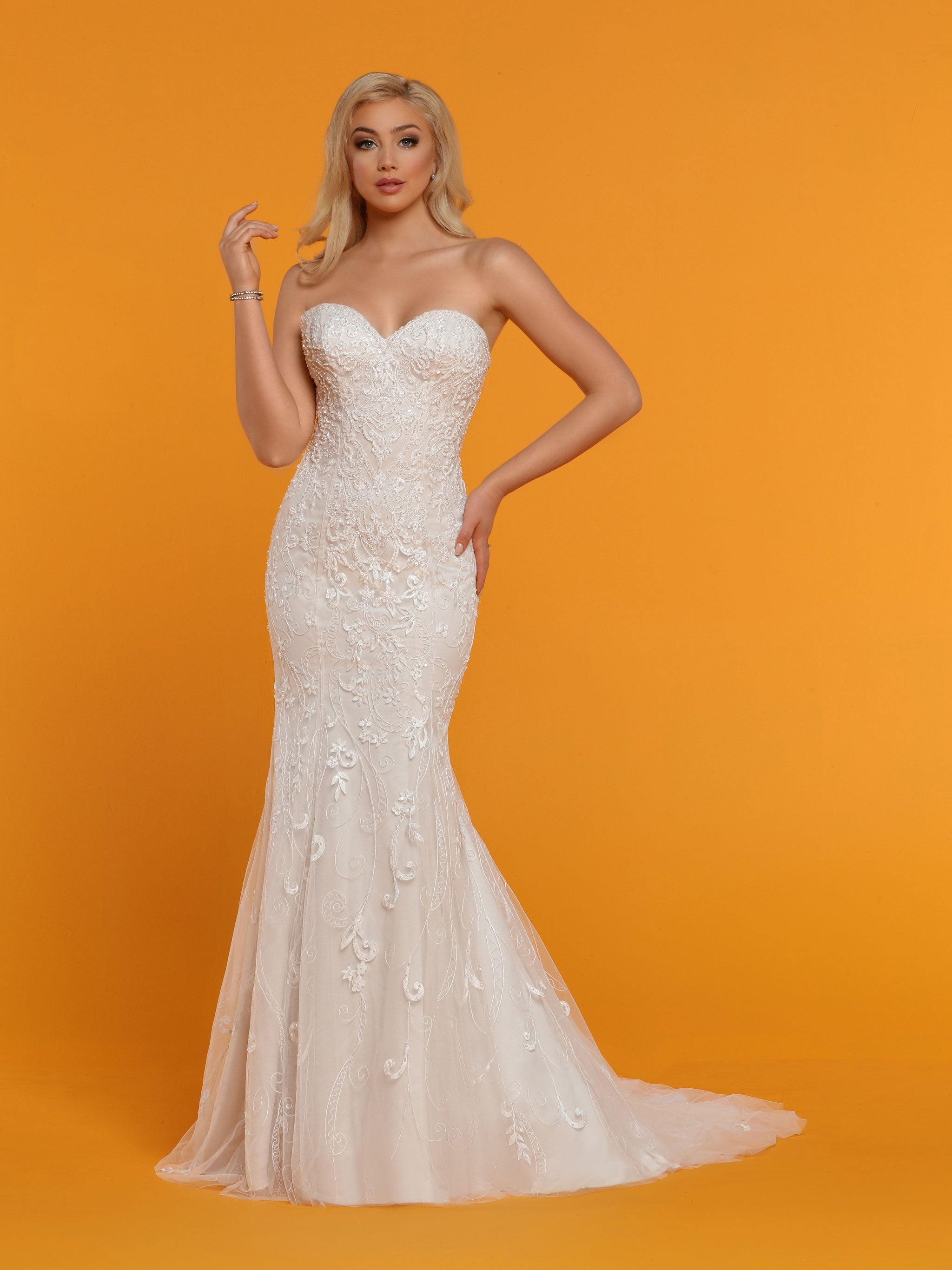 Davinci Bridal 50518 Embellished Fitted Lace Mermaid Wedding Dress Swe Glass Slipper Formals 5421