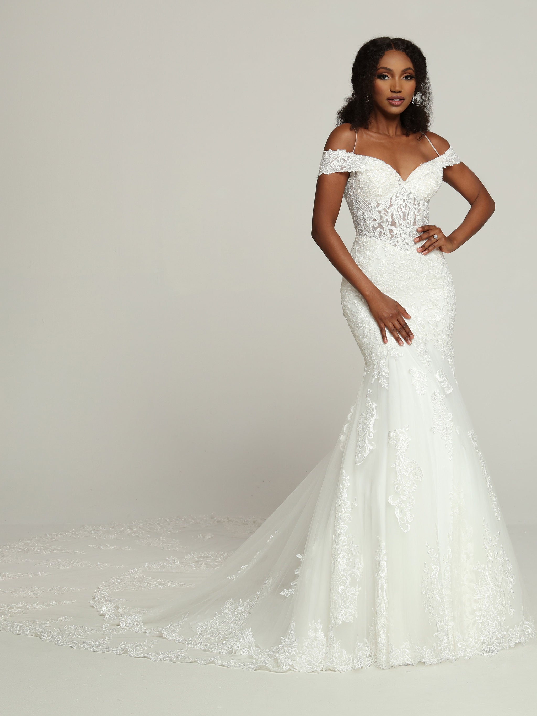 Davinci Bridal 50686 Sheer Beaded Off The Shoulder Mermaid Wedding Dre Glass Slipper Formals 7834