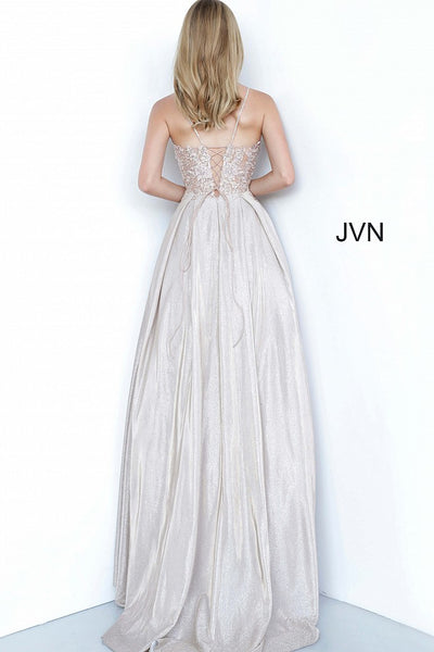 Jovani Jvn 2206 Embellished Sheer Lace Ballgown Prom Dress Pockets Ple Glass Slipper Formals 4349