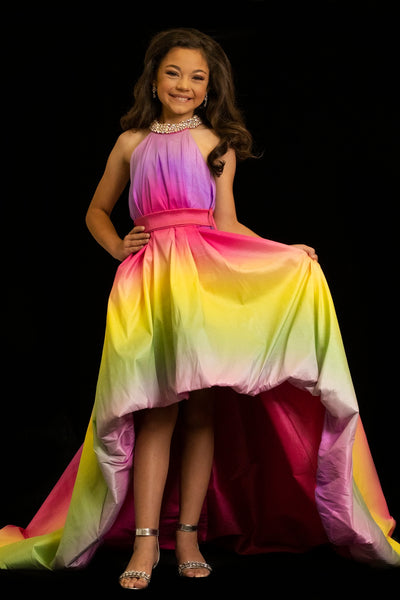 ombre rainbow high low dress