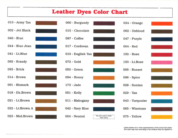 angelus leather dye chart