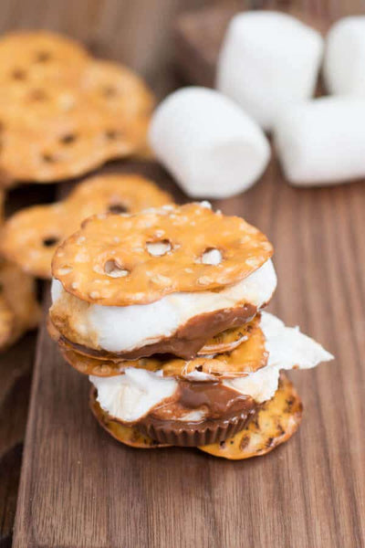 pretzel peanutbutter cup smores by ohsweetbasil.com 