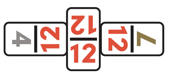 Double 12 Dominoes - Matching tiles off an open perpendicular side of the starting domino (double 12).