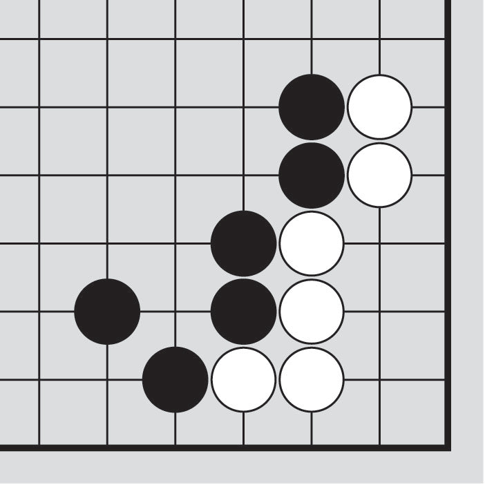Dia. 13 - A portion of a Go board with 6 black stones and 6 white stones