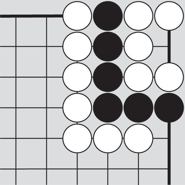 Dia. 29 - A portion of a Go board with 6 black stones and 12 white stones