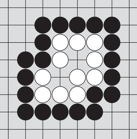 Dia. 3 - A portion of a Go board with 20 black stones and 11 white stones