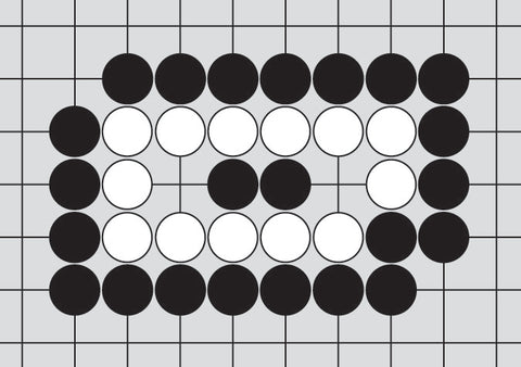 Dia. 14 - A portion of a Go board with 23 black stones and 13 white stones