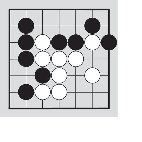 Dia. 2- A portion of a Go board with 9 black stones and 9 white stones