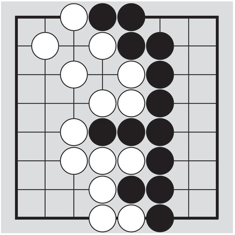 Dia. 5 - A portion of a Go board with 13 black stones and 14 white stones