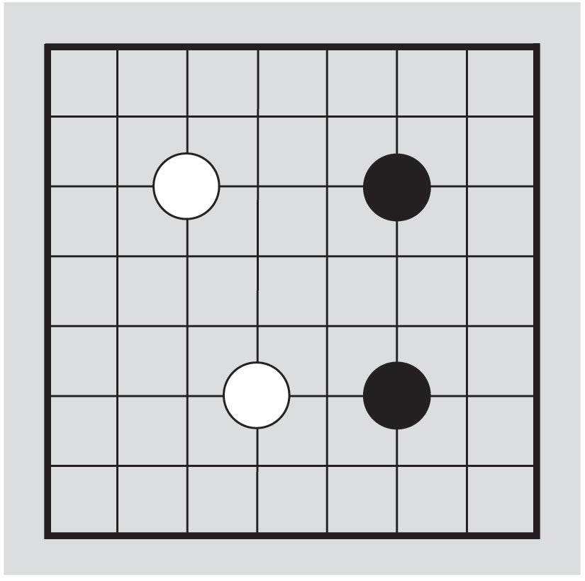 Dia. 5 - Go board with 2 white and 2 black stones