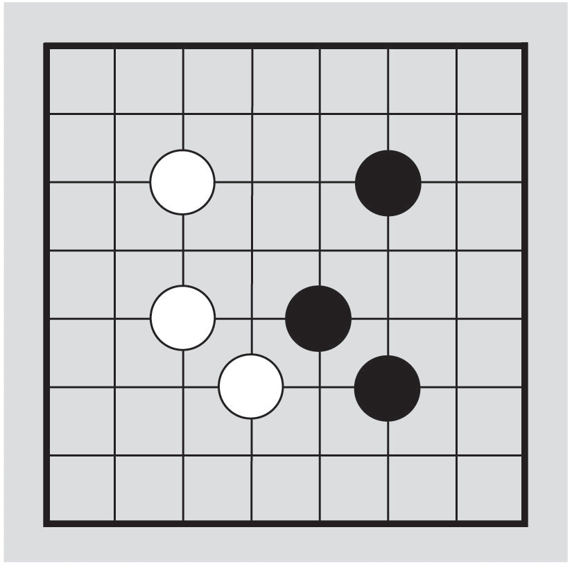 Dia. 6 - Go board with 3 white and 3 black stones