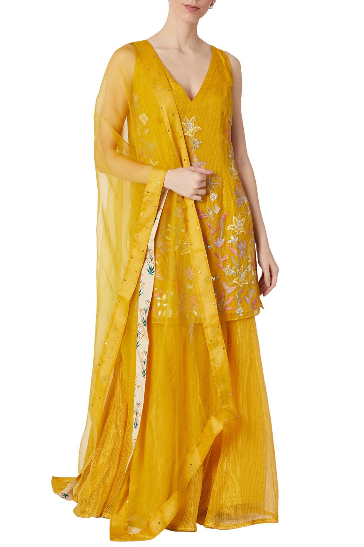 sharara dress yellow