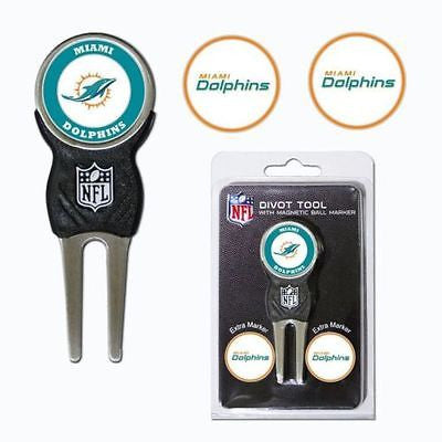 NFL Miami Dolphins Golf Divot Tool and 3 Ball Markers Enamel Team Logo