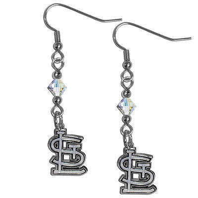MLB St. Louis Cardinals Crystal Dangle Earrings Set J Hook Charm Jewelry
