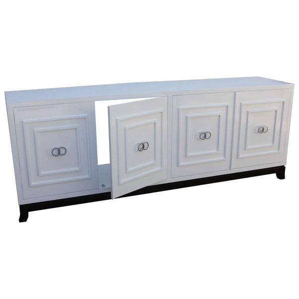 St Croix Modern White Lacquer Credenza Mortise Tenon