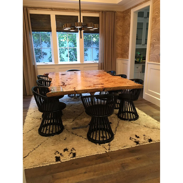 Unique Burled Maple Live Edge Dining Table – Mortise & Tenon