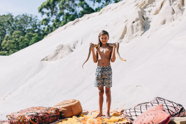 Children of the Tribe Lost Desert boys vintage flora drawstring shorts