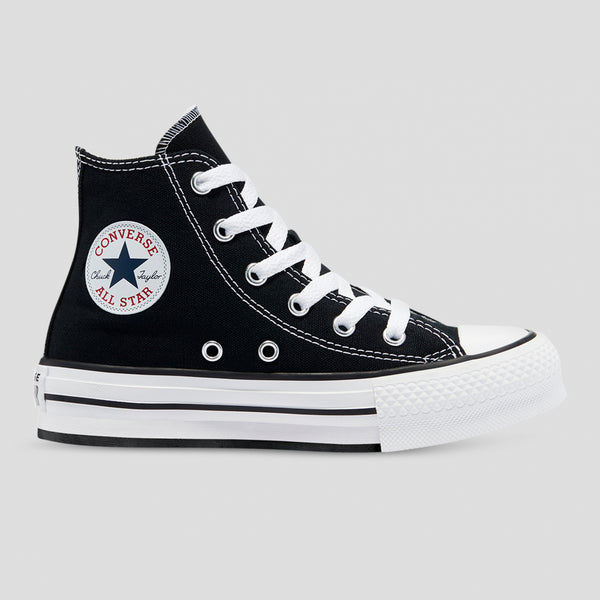 Converse Kids Chuck Taylor All Star Canvas Lift Junior High Top Black –  Tiny Style