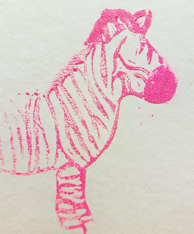 Neon Pink Lino Zebra