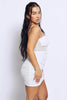 White Mesh Ruched Cami Bodycon Dress
