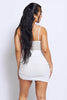 White Mesh Ruched Cami Bodycon Dress