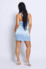 Baby Blue Satin Mini Strappy Dress