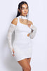 White Lace Cold Shoulder Mini Dress