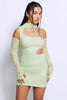 Lime Green Lace Cold Shoulder Mini Dress