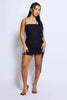Black Double Ruched Front Tie Cami Dress