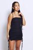 Black Double Ruched Front Tie Cami Dress