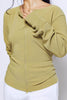 Plus+ Olive Green Ribbed Zip Front Long Sleeve Top