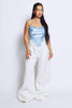 Pastel Blue Cowl Neck Satin Corset Top