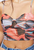 Peach Multi Colour Sheer Ruched Cami Crop Top