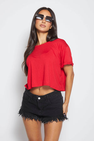Basic Red Cropped T-Shirt