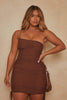 Brown Ruched Mesh Bodycon Dress