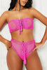 Hot Pink Crochet Bandeau Bikni Set