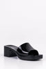 Black Patent Open Toe Mules